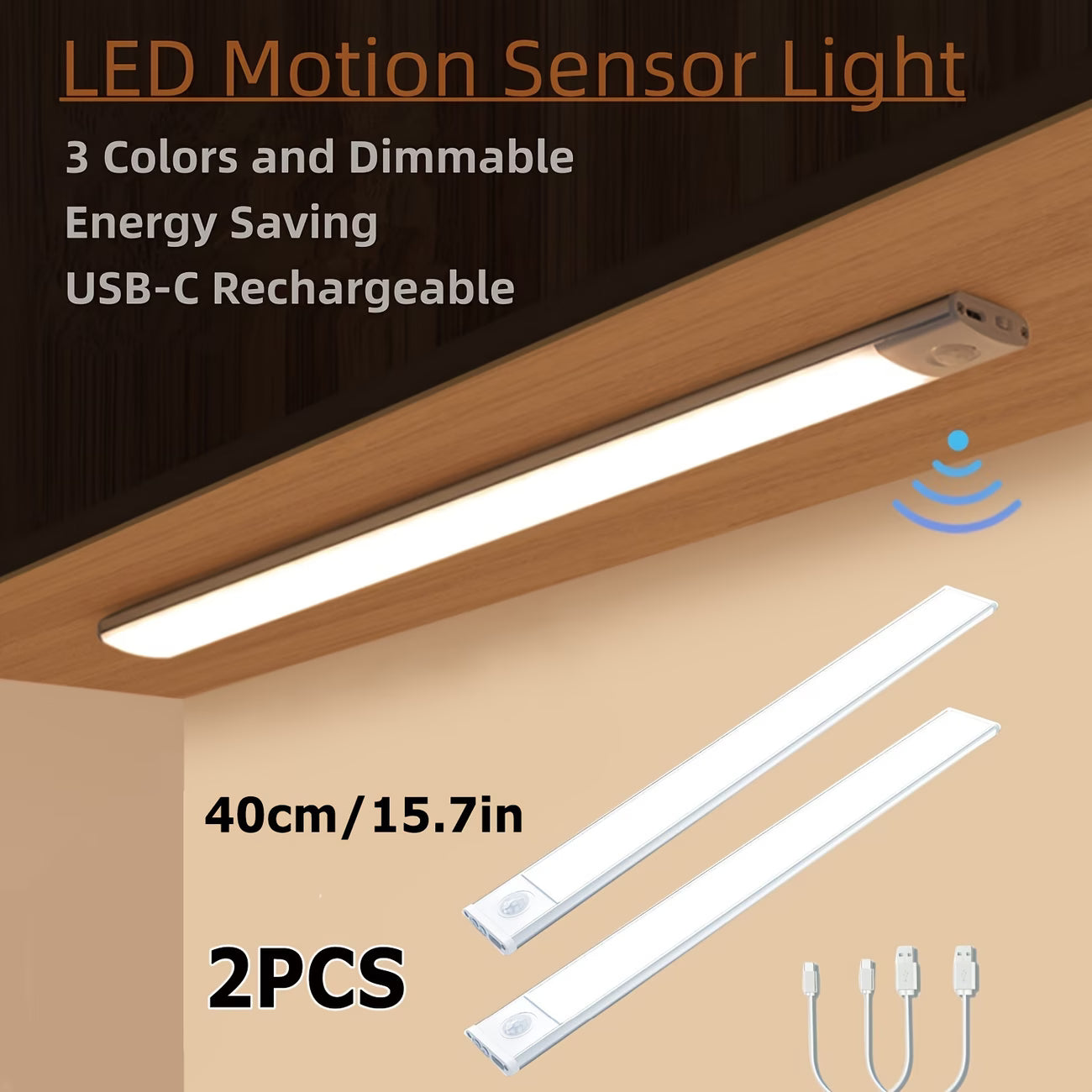 LED Unterbauleuchten, wiederaufladbare Bewegungsmelder-Lampe 40 cm