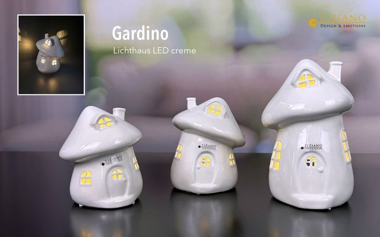 Haus Pilz Gardino LED weiß - creme mit Timer - Lillyano