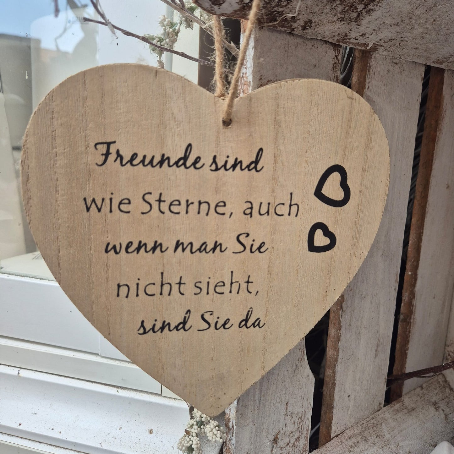 Holzschild Herz "Freunde sind wie Sterne ....." - Lillyano