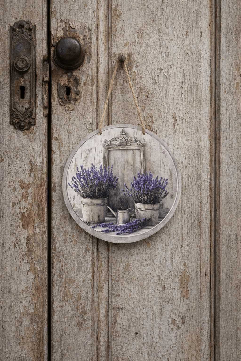 Schild Holz Lavendel rund 15x15 cm - Lillyano
