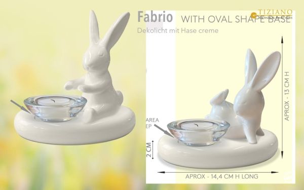 Tiziano Dekolicht Hase Fabrio 14cm liegend creme - weiß Neu - Lillyano
