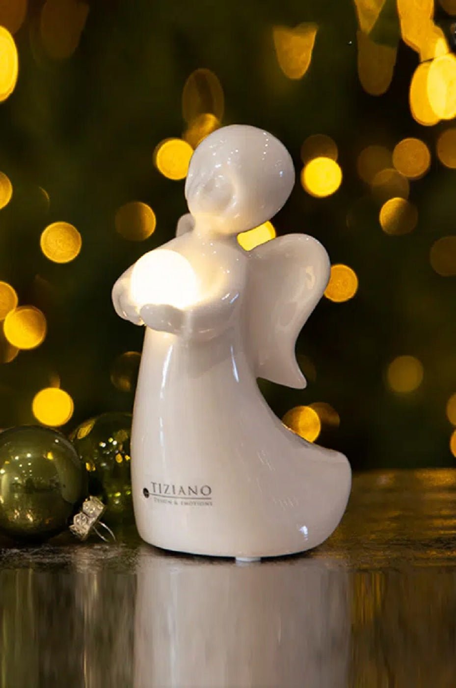 Tiziano Engel Laila mit Kugel LED weiß - creme Led und Timer - Lillyano