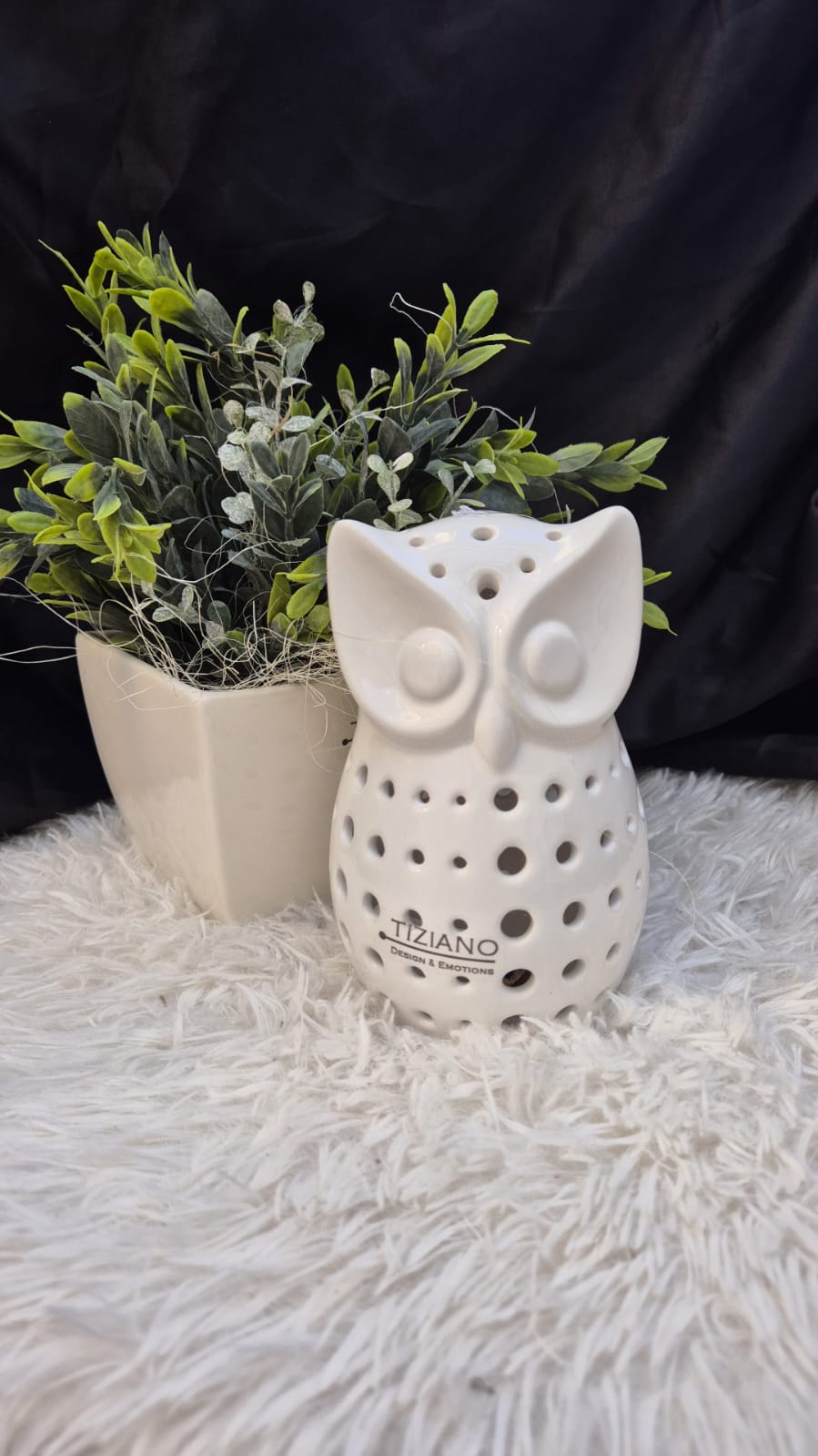 Tiziano Eule Lizzy LED + Timer weiß creme - Lillyano