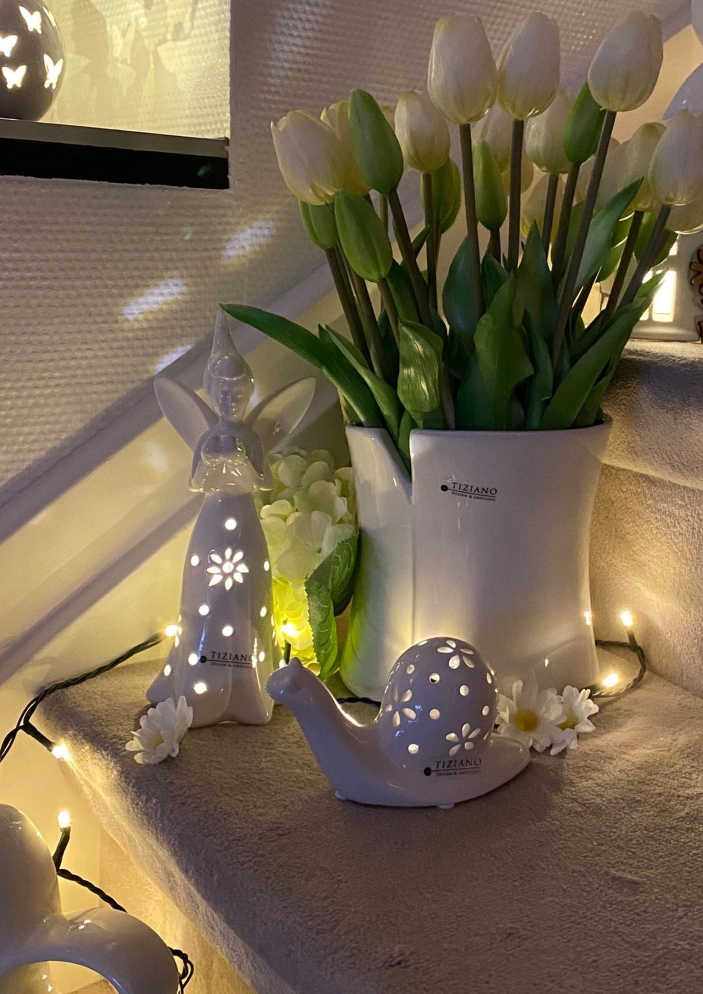 Tiziano Fee Estrella Tadino weiß - creme XL mit led und Timer - Lillyano