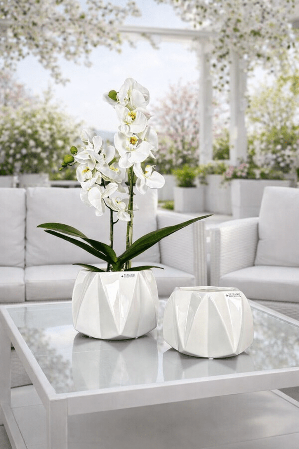 Tiziano Kübel Keramik Deko für Blumen, Fensterbank, Orchideen Ostern Frühling Geschenk – Lillyano