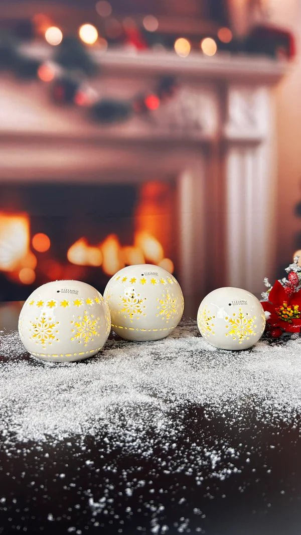 Tiziano Lichtkugel Splendore Schneeflocke LED weiß - creme Timer - Lillyano