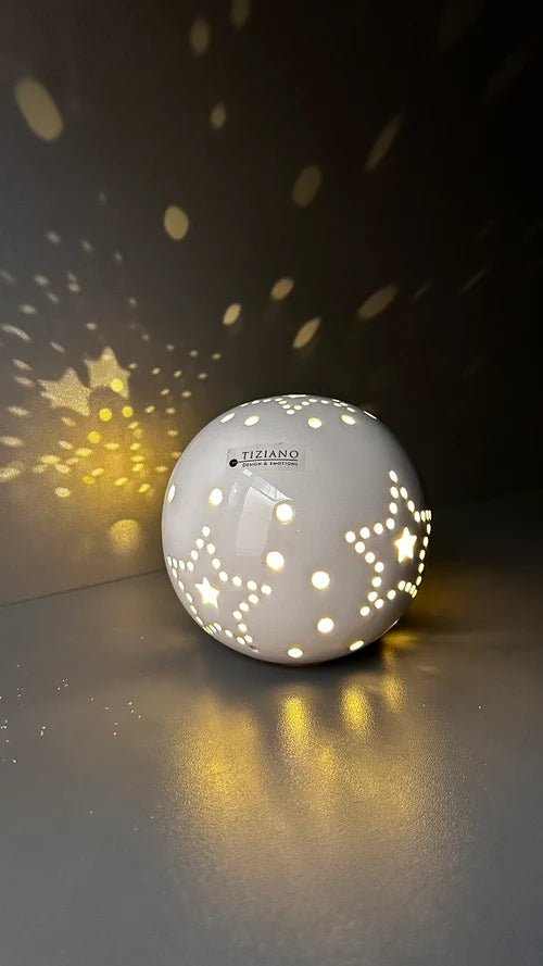 Tiziano Lichtkugel Tazzola LED weiß - creme Timer - Lillyano