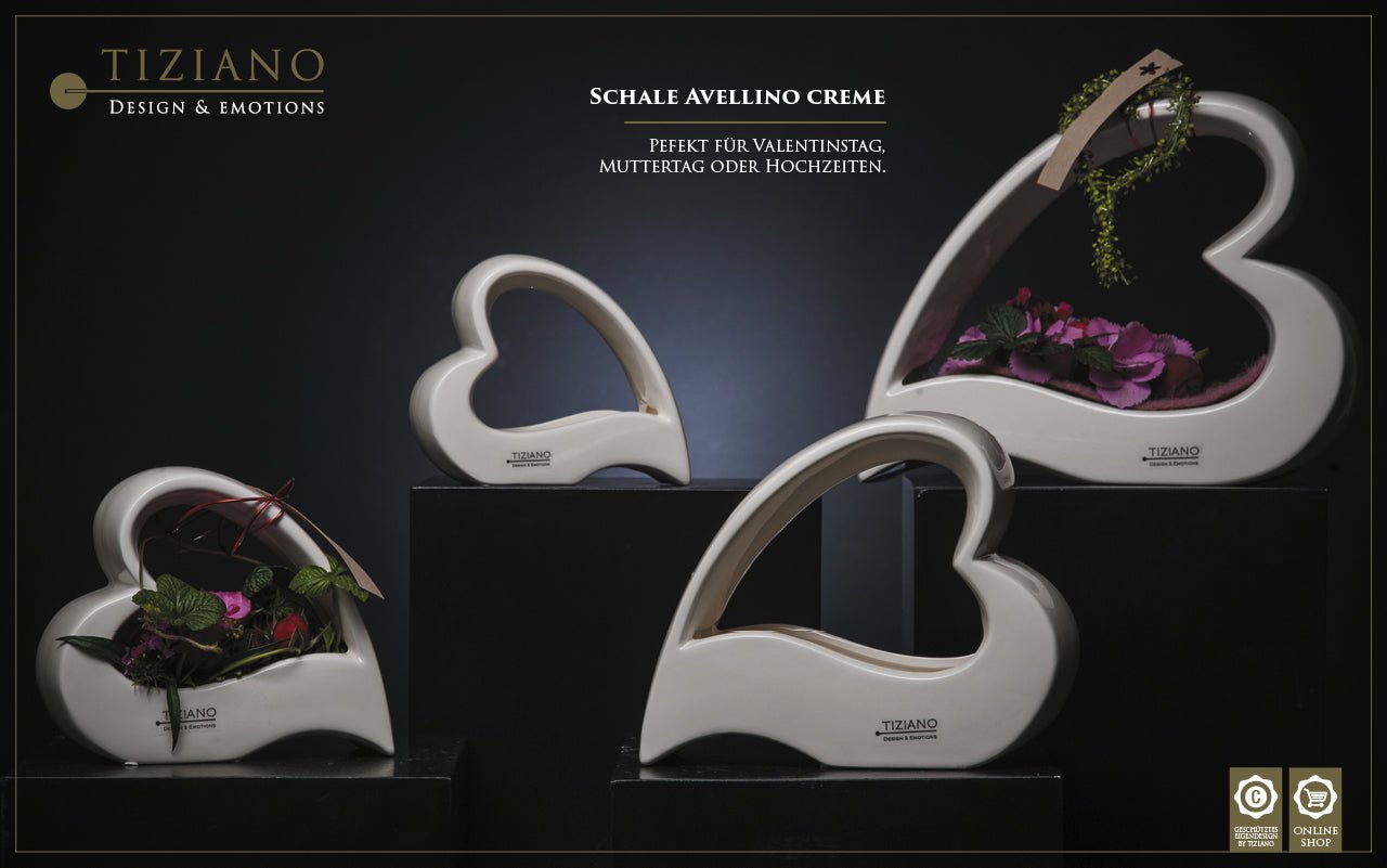 Tiziano Schale Avellino Herz weiß creme - Lillyano