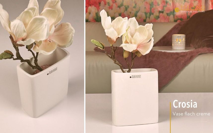 Tiziano Vase Crosia schmal creme weiss - Lillyano