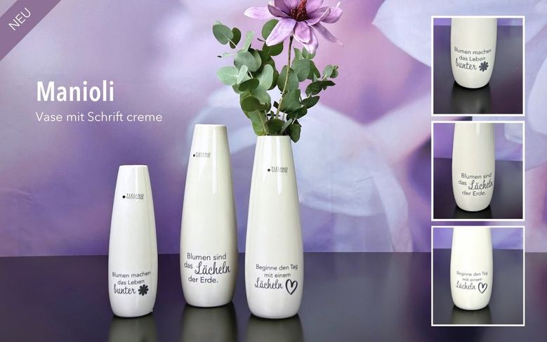Tiziano Vase Manioli 18cm Blumen machen ..... ceme - weiß - Lillyano
