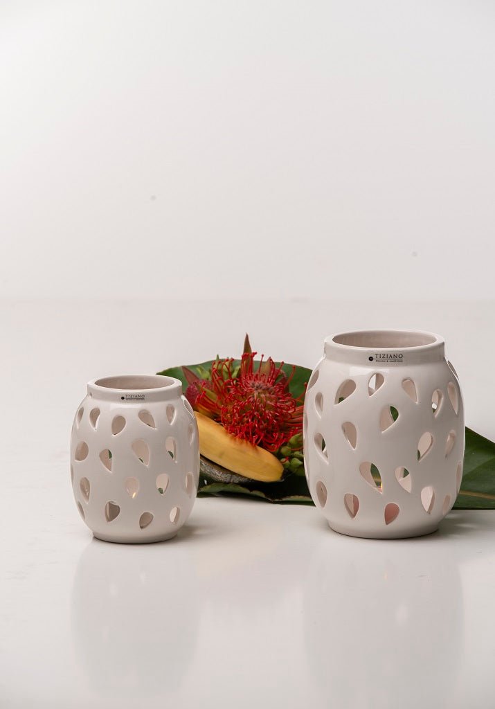 Teelichthalter Alvara weiß - creme - Lillyano