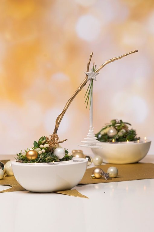 Tiziano Adventschale Raveo oval creme - Lillyano