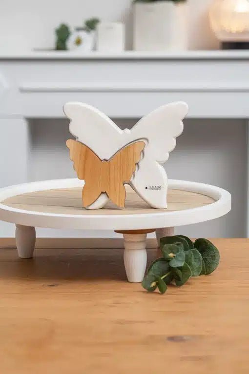 Tiziano Schmetterling Ariana Holz weiß - creme - Lillyano