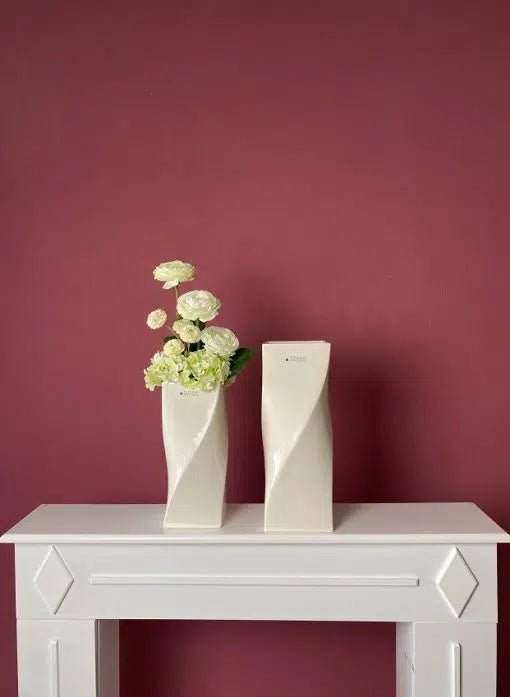 Tiziano Vase Tenuta eckig weiß - creme - Lillyano
