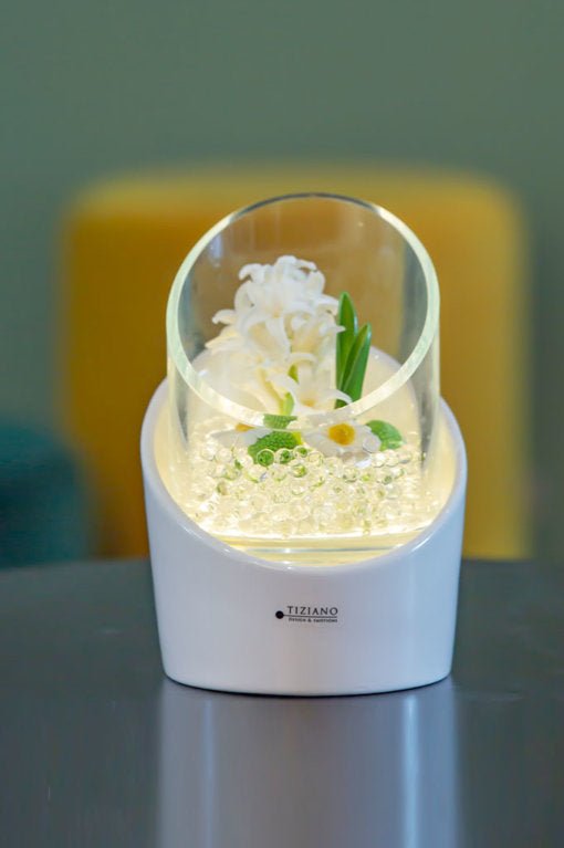 Tiziano Windlicht Calvo mit LED und Timer creme - weiß - Lillyano