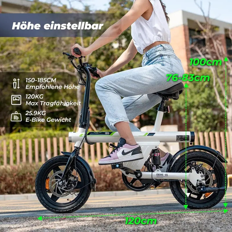 iScooter Elektrorad für Männer und Frauen, 250-Motor, 25 km/h, faltbares E-Bike, 14-Zoll-Elektro-Räder, 280,8 Wh Akku, 40-60 km Reichweite, Mini-E-Bikes für Pendeln, Camping, Reisen