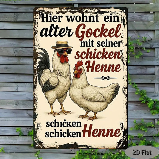 Blechschild Gockel - Lillyano