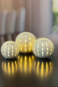 Tiziano Lichtkugel Burano mit LED und Timer weiß-creme