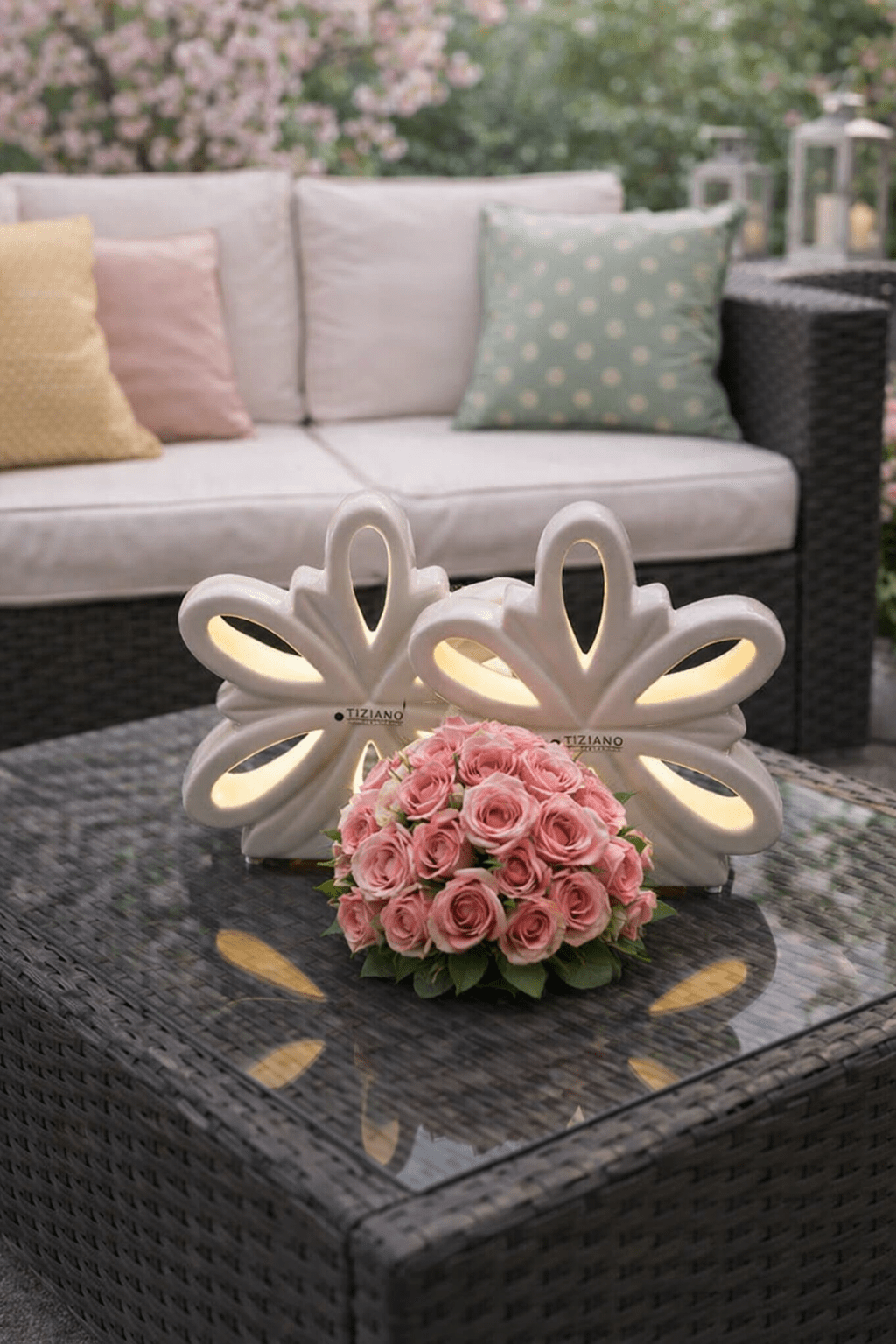 Deko Blume Liana LED weiß - creme - Lillyano