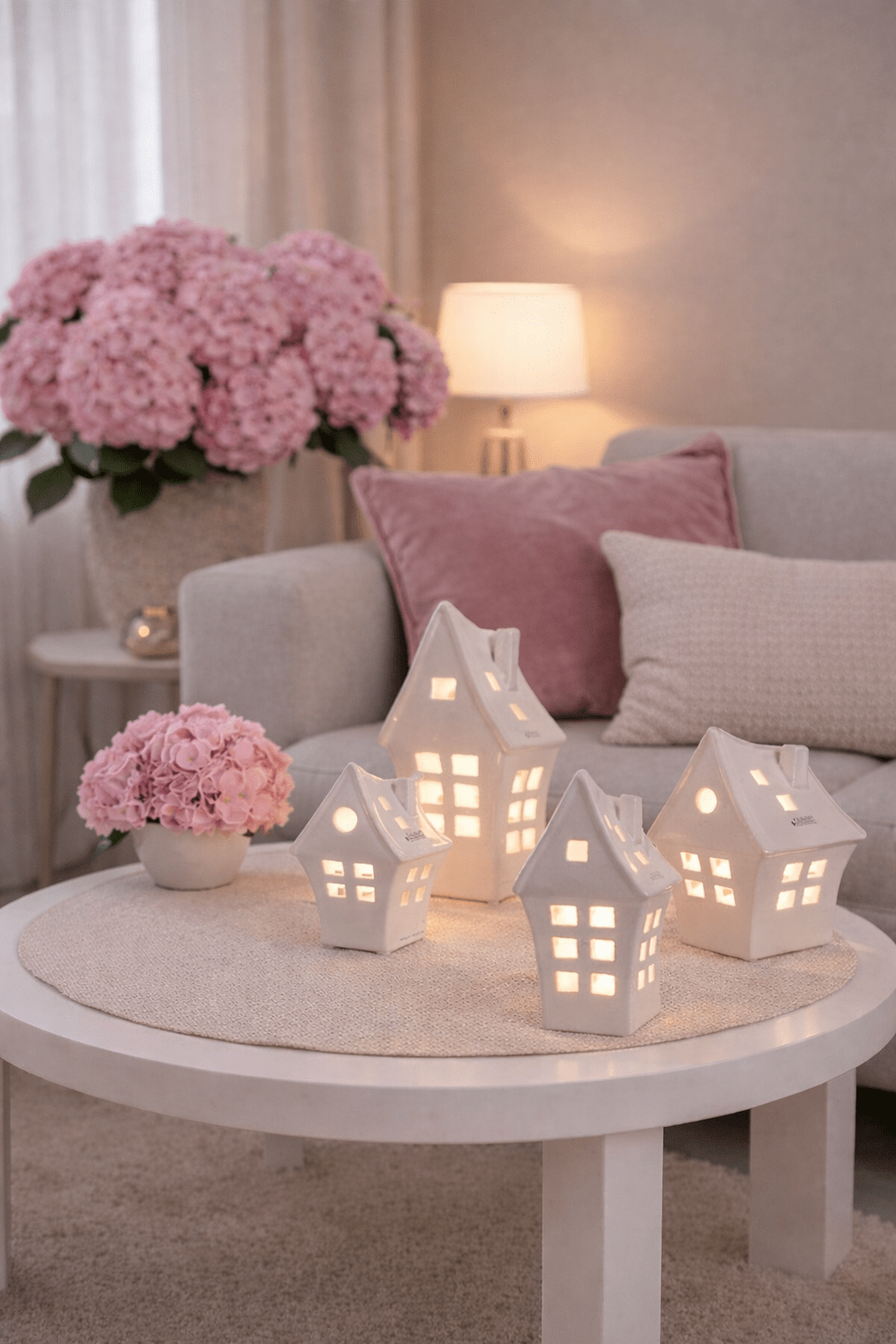 Haus Pendola LED weiß - creme mit Timer - Lillyano