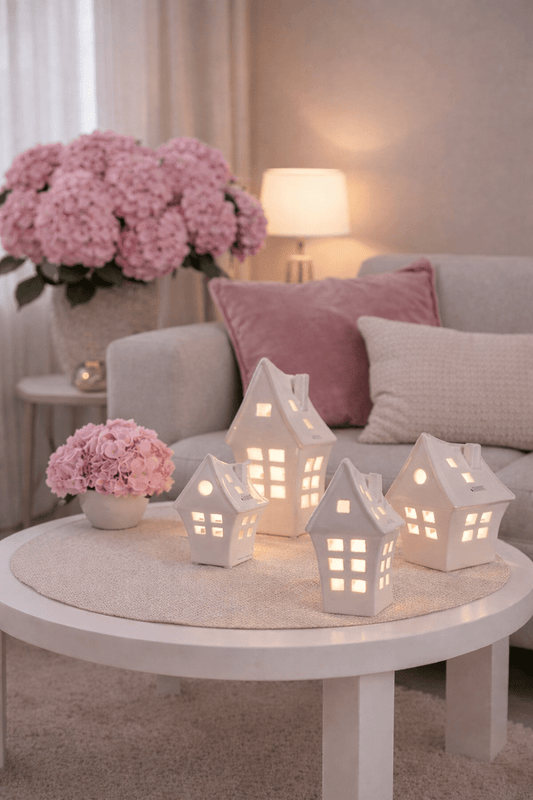 Haus Pendola LED weiß - creme mit Timer - Lillyano