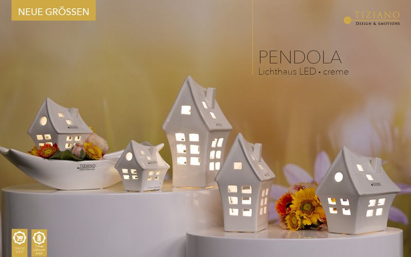 Haus Pendola LED weiß - creme mit Timer - Lillyano
