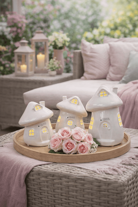 Haus Pilz Gardino LED weiß - creme mit Timer - Lillyano