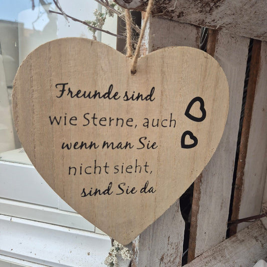Holzschild Herz "Freunde sind wie Sterne ....." - Lillyano
