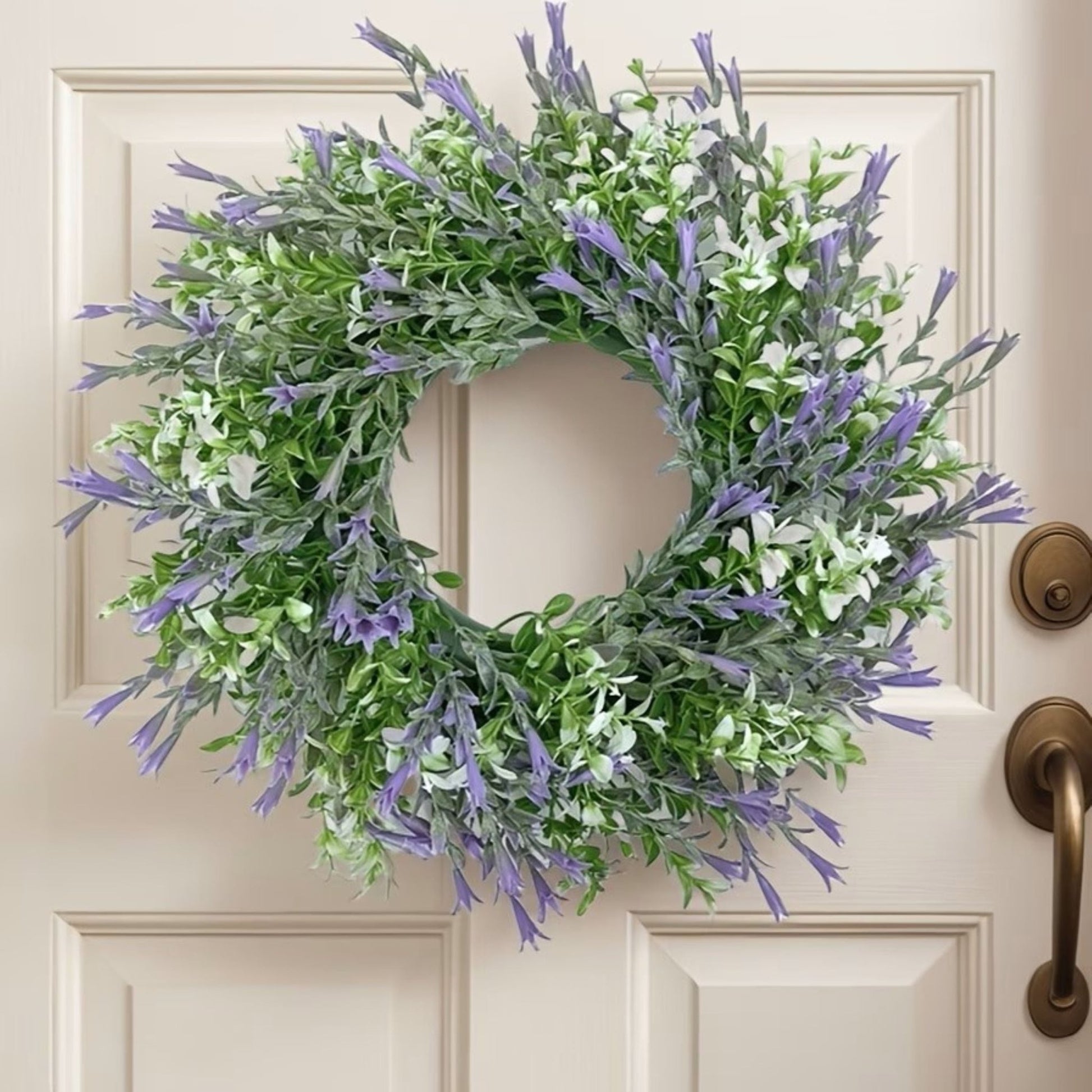 Künstlicher Sommer - Lavendel - Kranz für die Tür – Dekoriere deine Eingangstür mit weißen Lilien - Lillyano