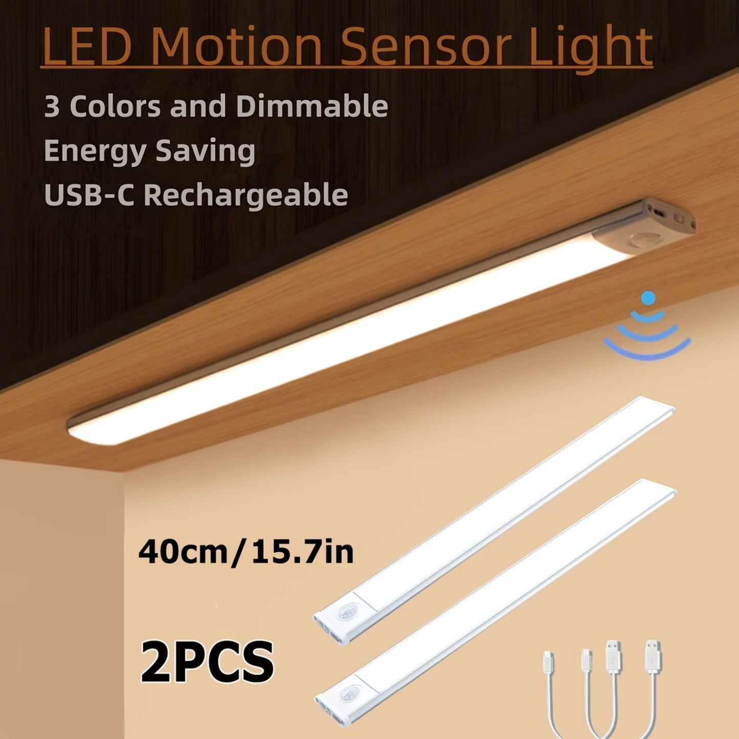 LED Unterbauleuchten, wiederaufladbare Bewegungsmelder - Lampe 40 cm - Lillyano