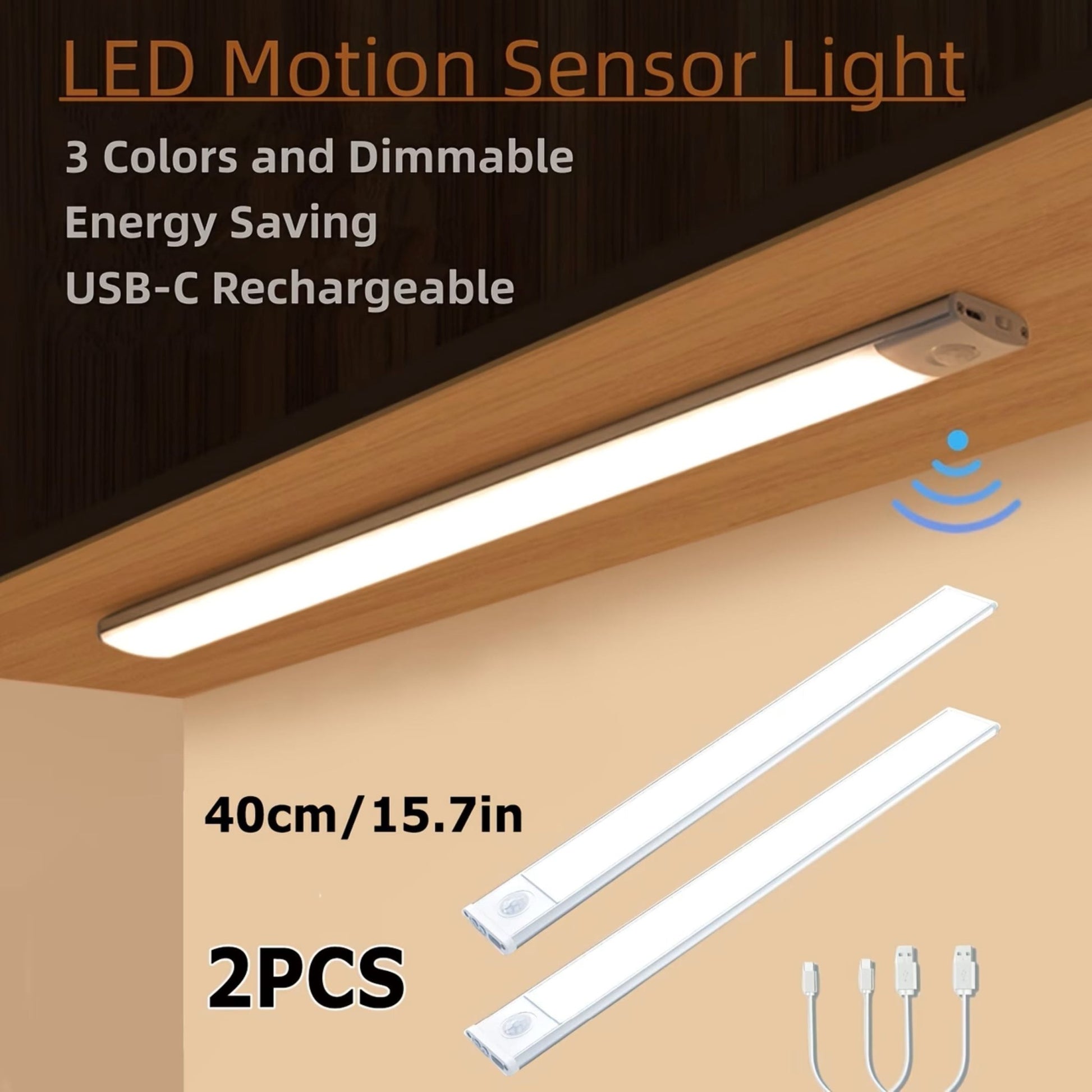 LED Unterbauleuchten, wiederaufladbare Bewegungsmelder - Lampe 40 cm - Lillyano