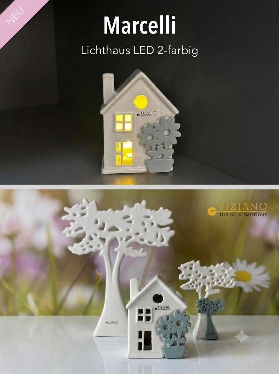 Tiziano Haus Marcelli LED mit Blume creme