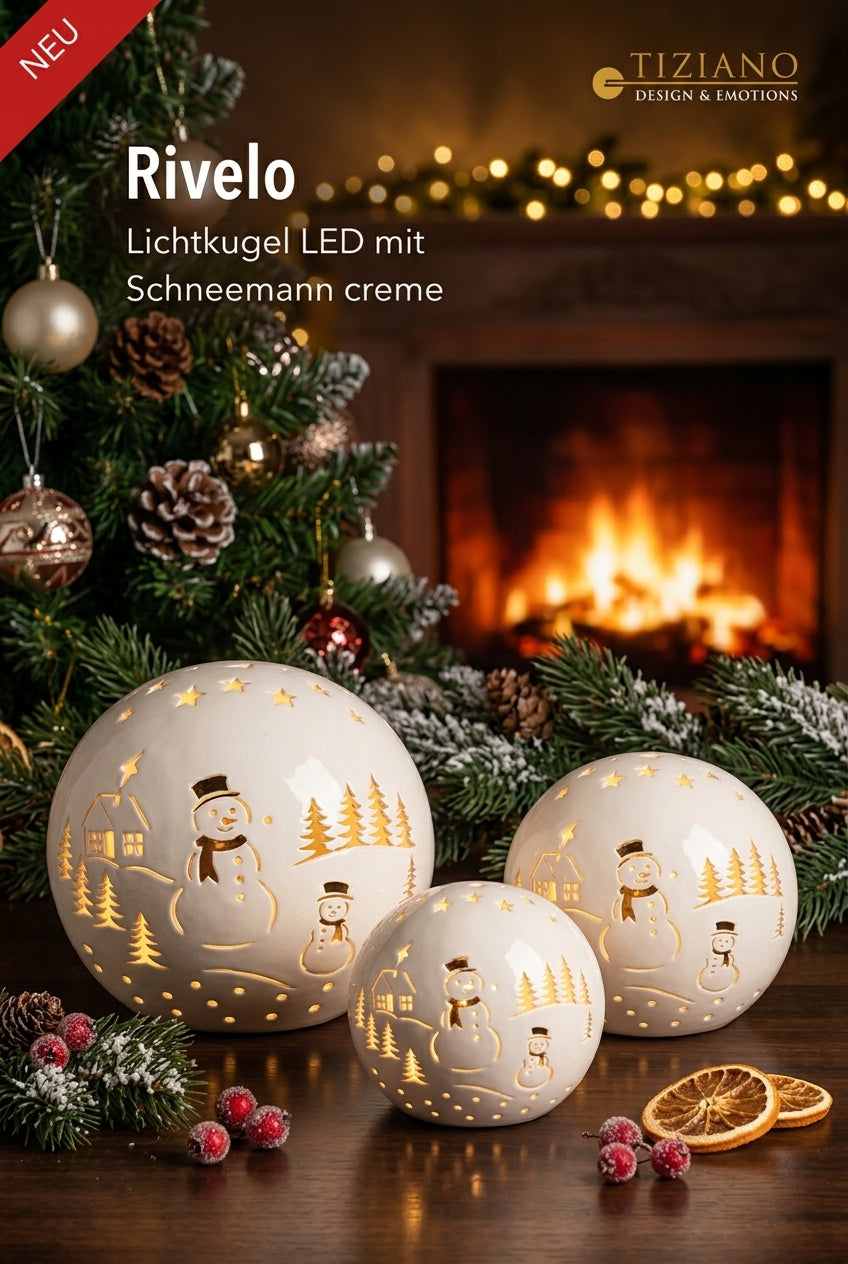 Tiziano Lichtkugel Rivello LED Schneemann creme – 3 Größen Produktbild