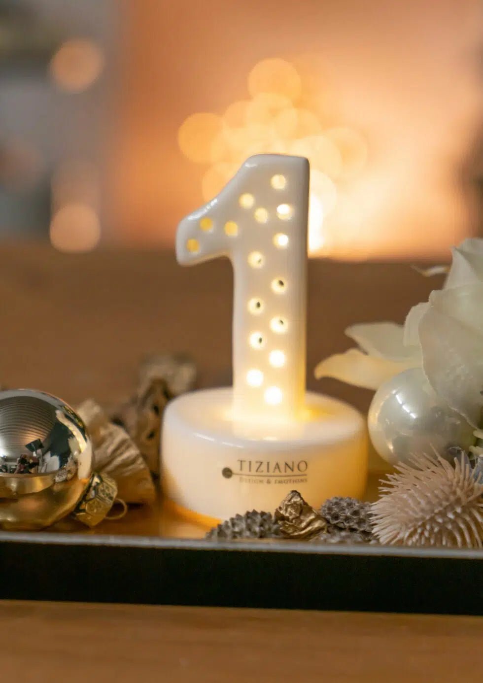 Tiziano Adventszahlen 4er Set Tischlicht Avento LED 1 - 4 creme - weiß Timer - Lillyano