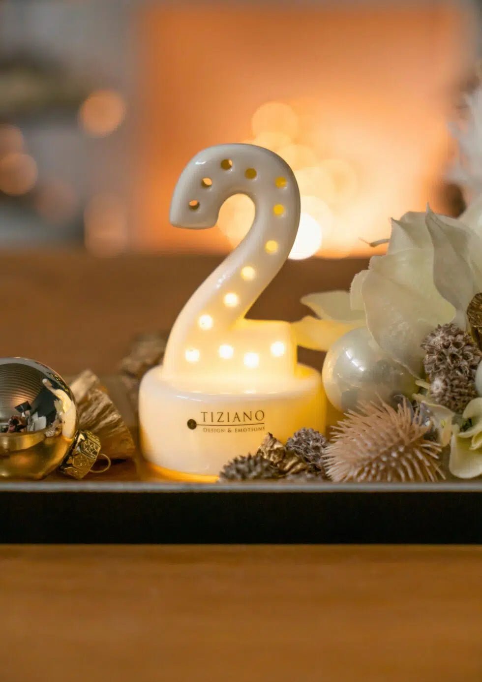 Tiziano Adventszahlen 4er Set Tischlicht Avento LED 1 - 4 creme - weiß Timer - Lillyano