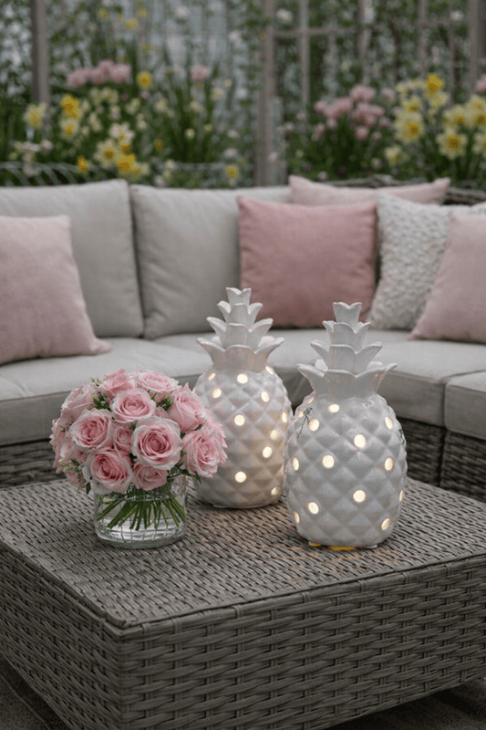 Tiziano Deko Ananas Zoe LED creme – weiß - Lillyano