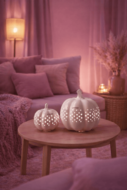 Tiziano Deko Kürbis Pastazo Padova Led+ Timer rund creme led - Lillyano