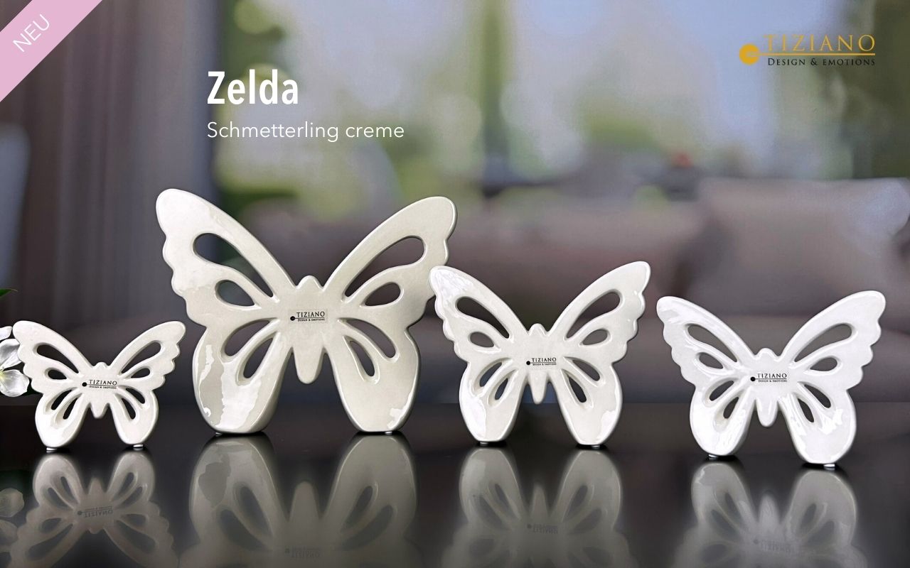 Tiziano Deko Schmetterling Zelda creme - weiß - Lillyano