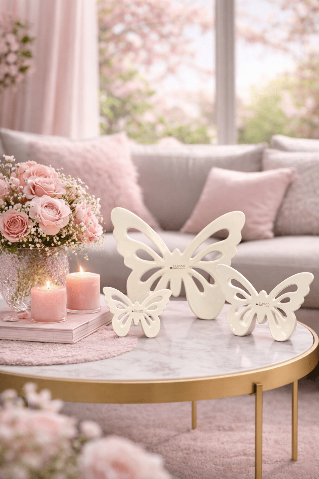 Tiziano Deko Schmetterling Zelda creme - weiß - Lillyano