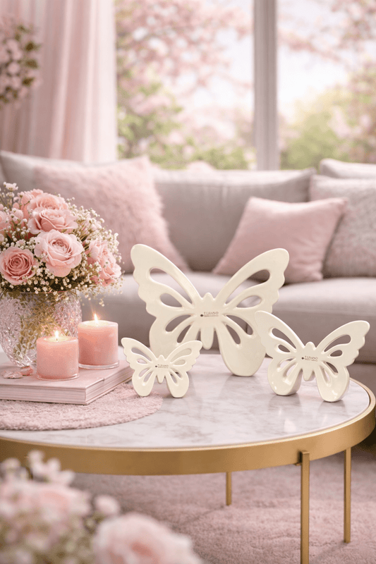 Tiziano Deko Schmetterling Zelda creme - weiß - Lillyano