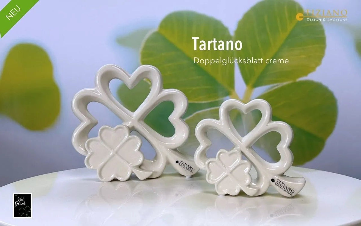 Tiziano Doppelglücksblatt Tartano creme - weiß - Lillyano