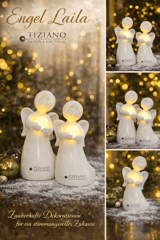 Tiziano Engel Laila mit Kugel LED weiß - creme Led und Timer - Lillyano
