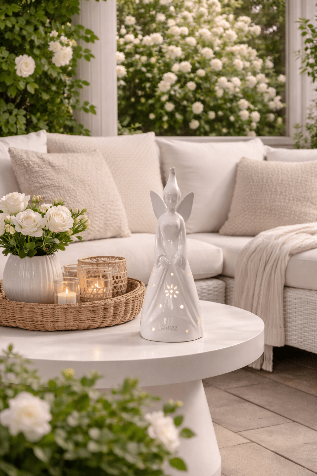 Tiziano Fee Estrella Tadino weiß - creme XL mit led und Timer - Lillyano