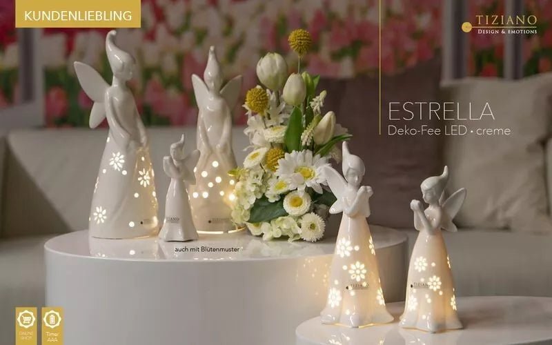 Tiziano Fee Estrella Tadino weiß - creme XL mit led und Timer - Lillyano