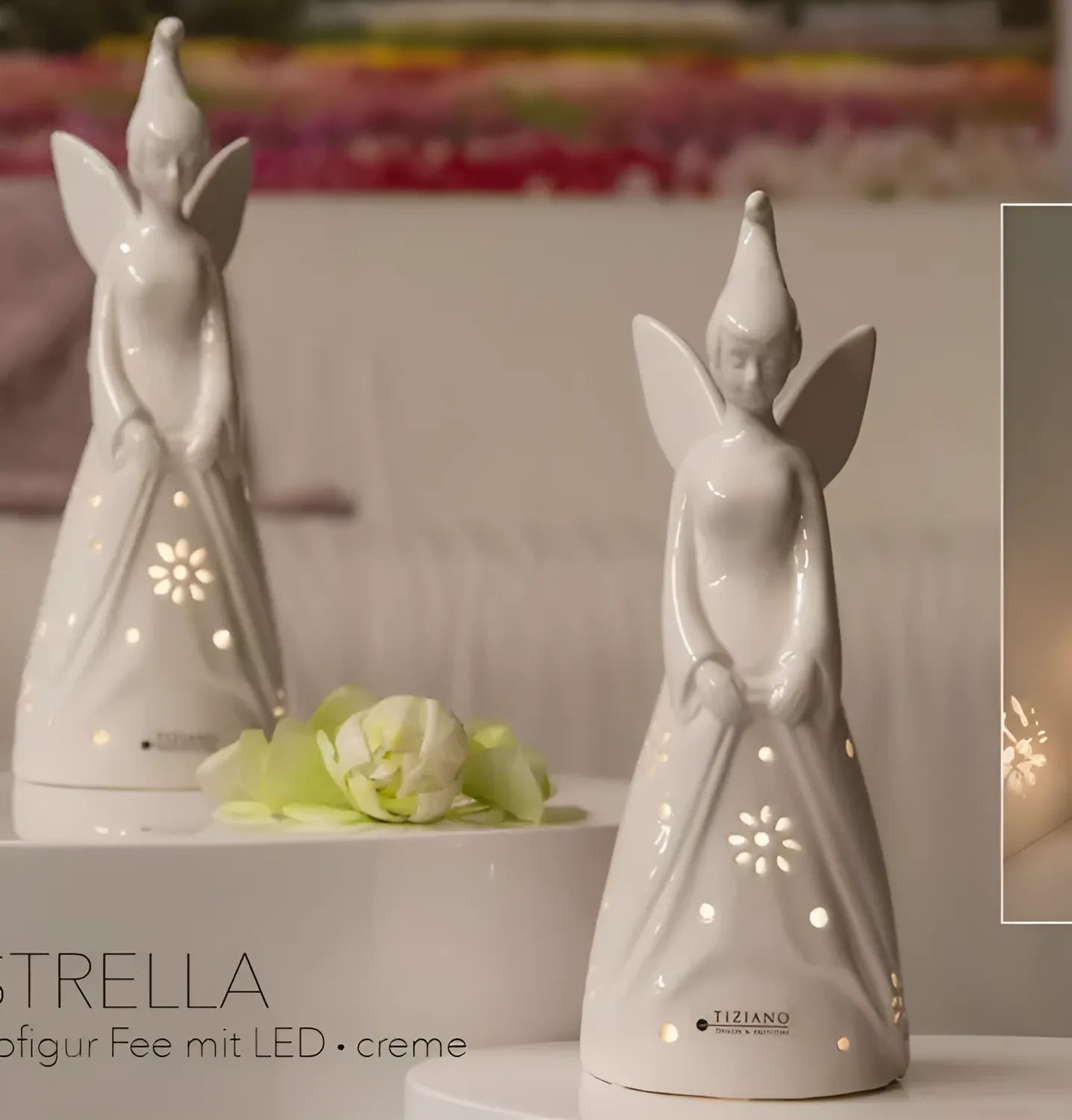 Tiziano Fee Estrella Tadino weiß - creme XL mit led und Timer - Lillyano