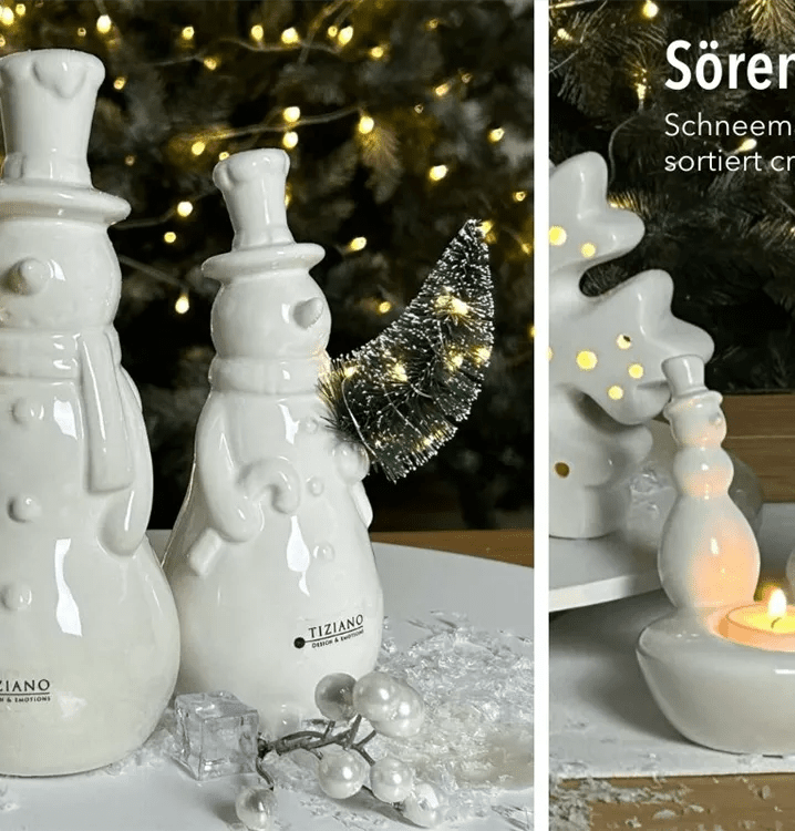 Tiziano Figur Schneemann Sören LED weiß - creme - Lillyano