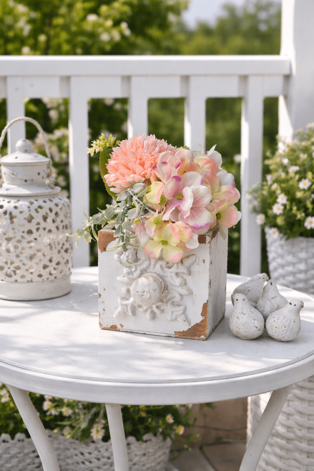 Tiziano Gesteck Blumen in Holzkiste vintage - Lillyano