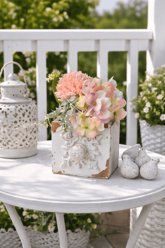 Tiziano Gesteck Blumen in Holzkiste vintage - Lillyano