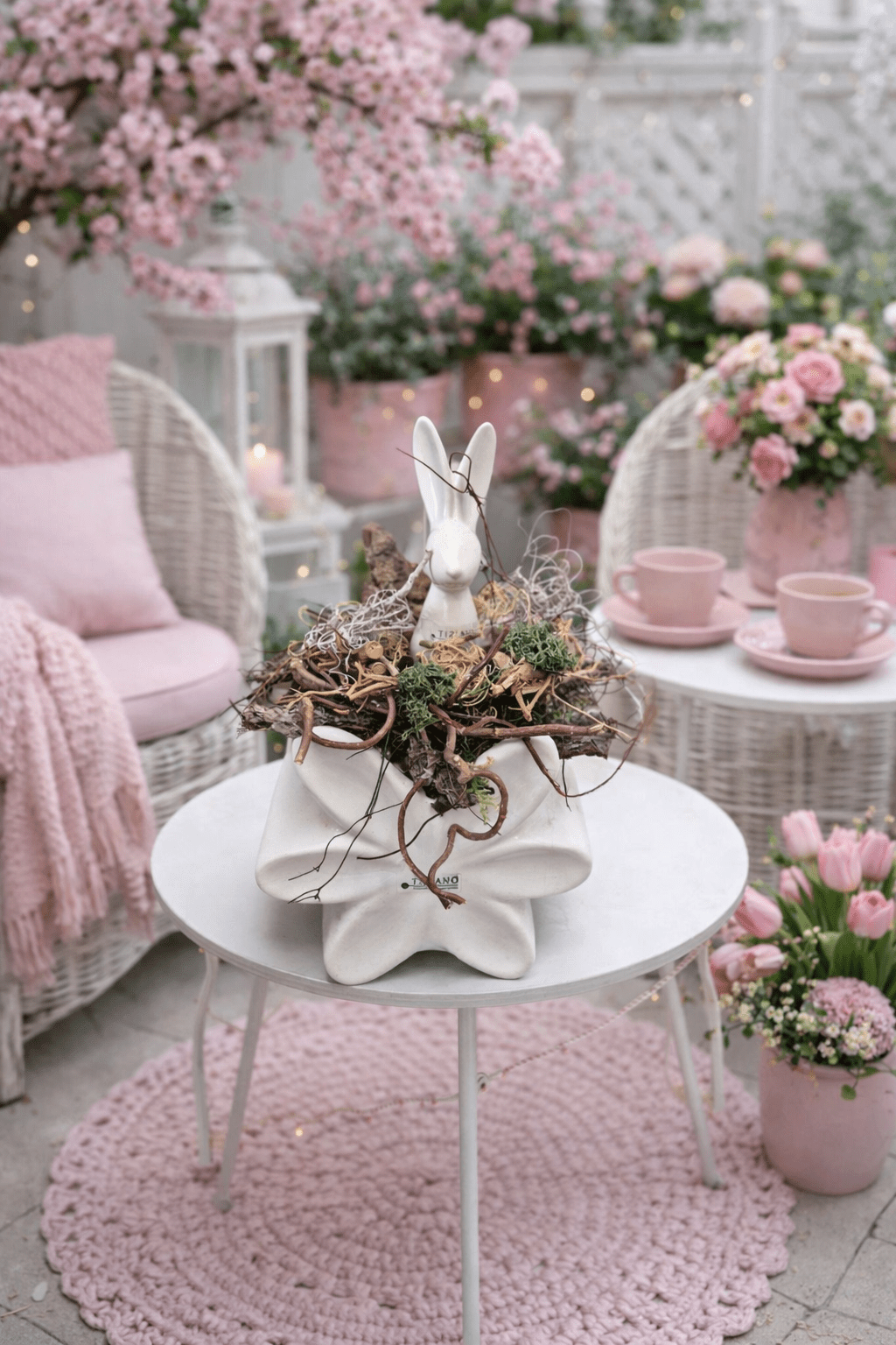 Tiziano Gesteck Hase auf Blumenkübel - Lillyano