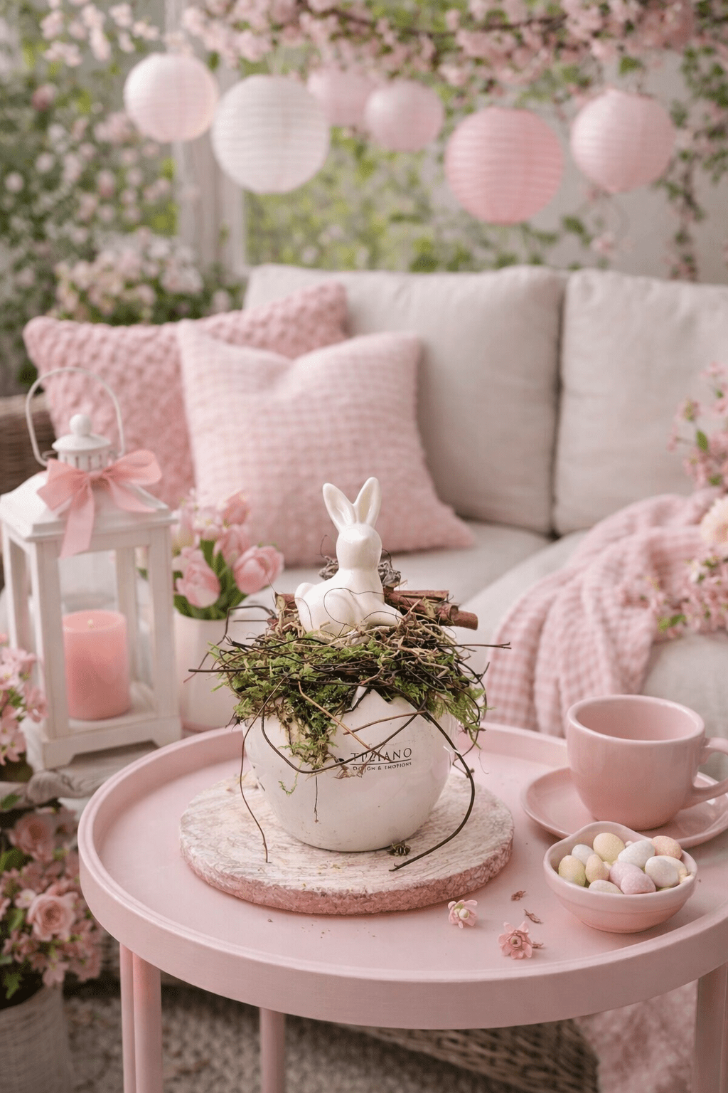 Tiziano Gesteck Hase auf Ei fertig dekoriert - Lillyano